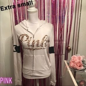 VS Pink Hoodie Cheetah Print letters (XS